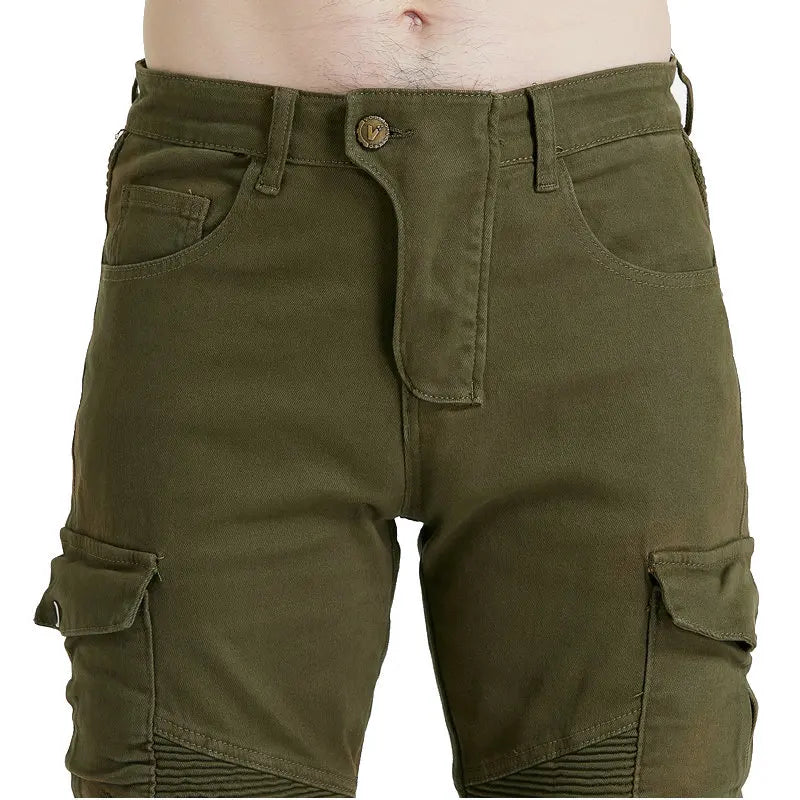Men's Motorcycle Riding Pants with Detachable Knee and Hip Protectors Four-Season Casual Jeans