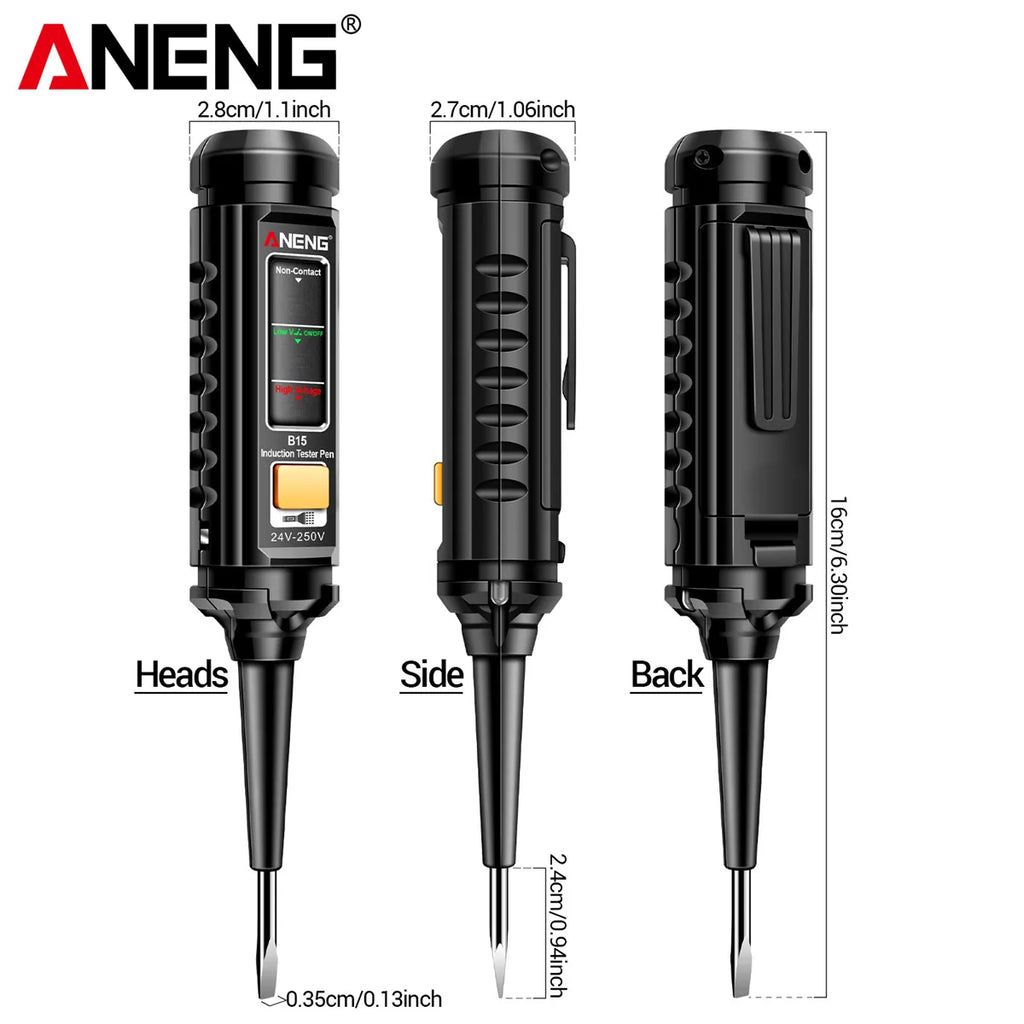 Non-Contact Voltage Test Pen with LED Flashlight – 24–250V AC/DC Induction Electrician Test Screwdriver