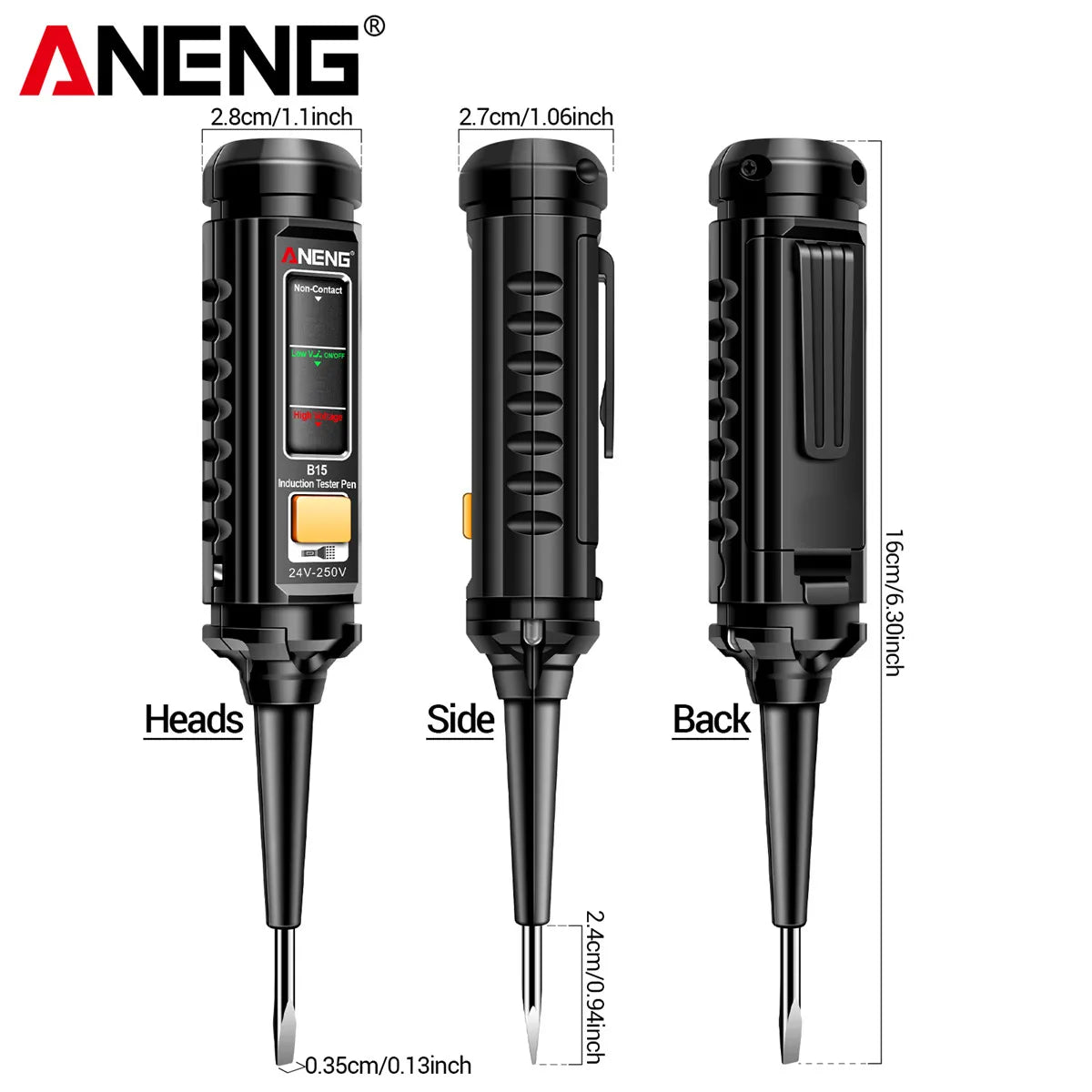 Non-Contact Voltage Test Pen with LED Flashlight – 24–250V AC/DC Induction Electrician Test Screwdriver