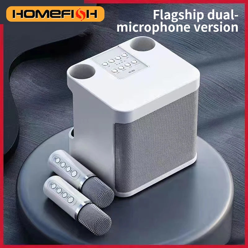 Portable Bluetooth Karaoke Speaker with Dual Microphones — 10W Rechargeable 2000mAh Party Speaker for Home & Outdoor