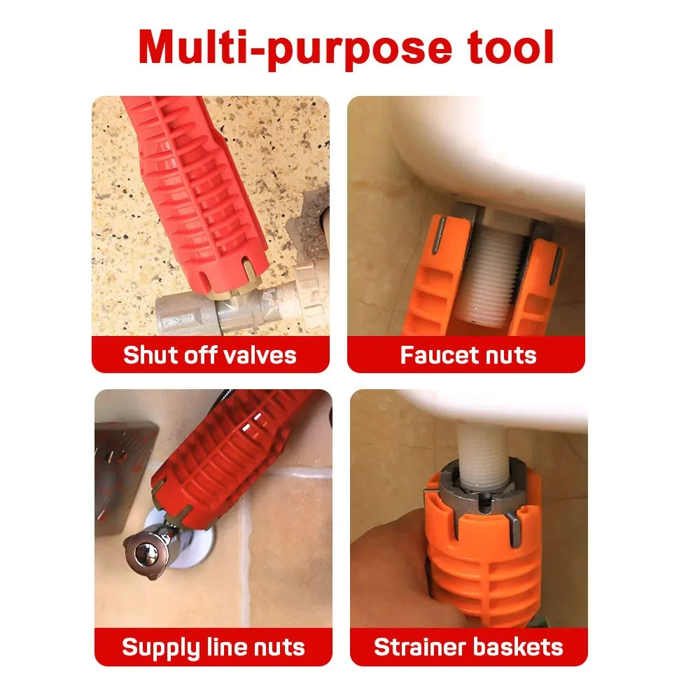 14-in-1 Faucet Wrench Set, Double-Head Sink Spanner & Ratchet Tool for Faucet and Strainer Plumbing Repair
