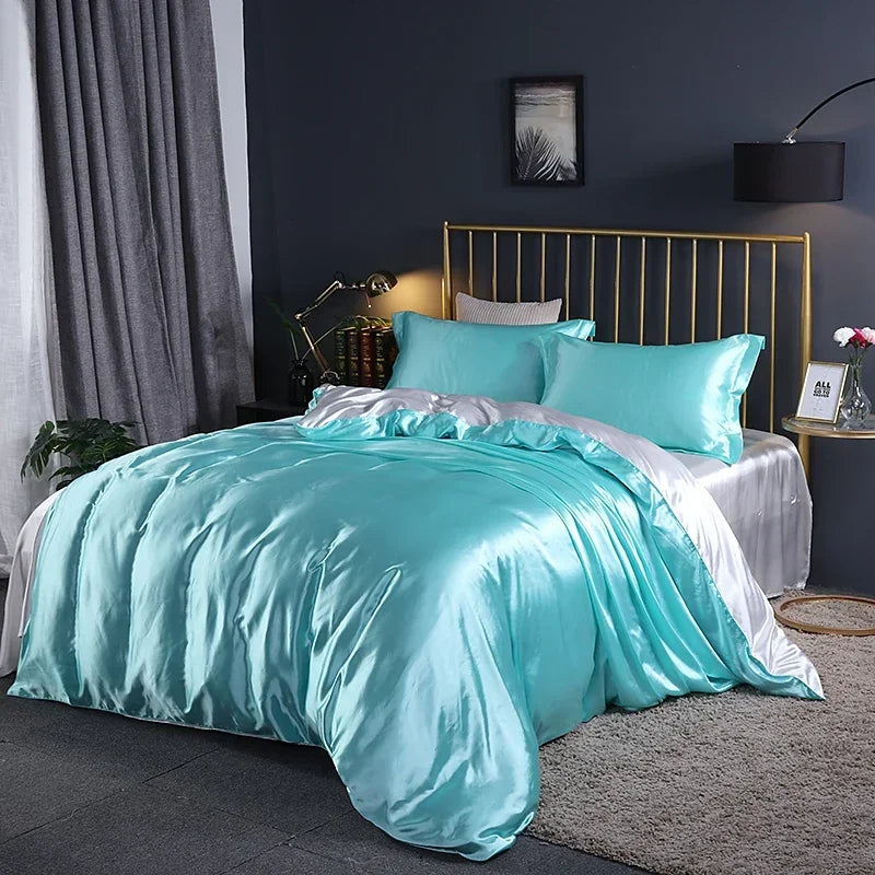 4-Piece Solid Color Duvet Cover Set - Rayon Twill Bedding (Twin/Full/Queen/King)