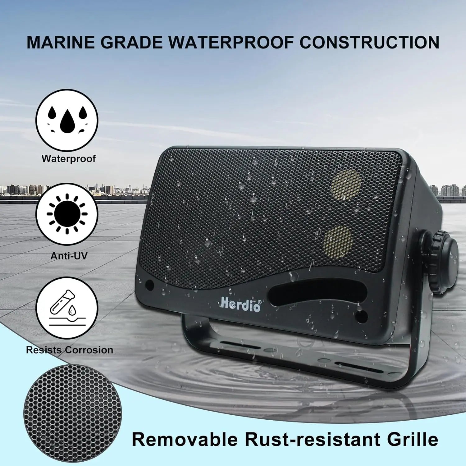 3.5-Inch Wired 200W Passive Outdoor Speakers — 3-Way Waterproof Wall-Mount Pair, ABS Weatherproof