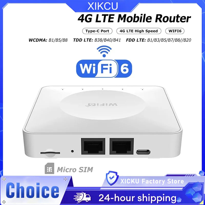 4G LTE Mobile WiFi Router SIM Card Type-C Portable Wireless Router 2.4GHz 300Mbps Supports up to 32 Devices