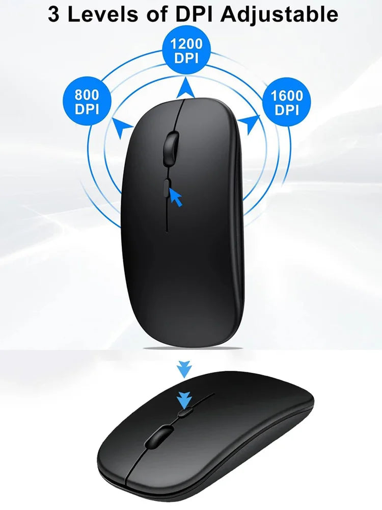 Rechargeable Silent RGB Dual-Mode Wireless Mouse Bluetooth 5.0 & 2.4GHz Optical for Laptop PC Office Gaming Adjustable DPI