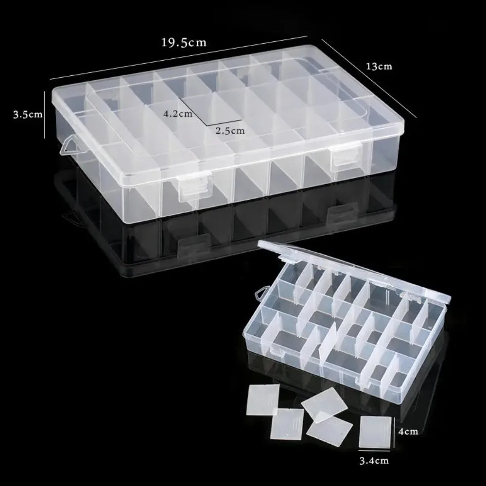 Adjustable Clear Jewelry Storage Box – Plastic Compartment Organizer for Earrings, Beads & Small Accessories