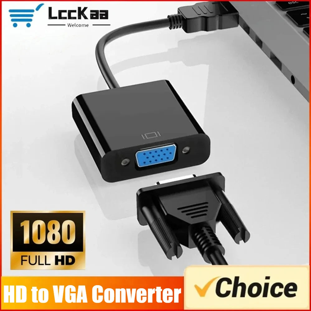 HDMI to VGA Adapter with Scaler – High-Speed HDMI Male to VGA Female Converter for PC, Laptop, TV & Projector