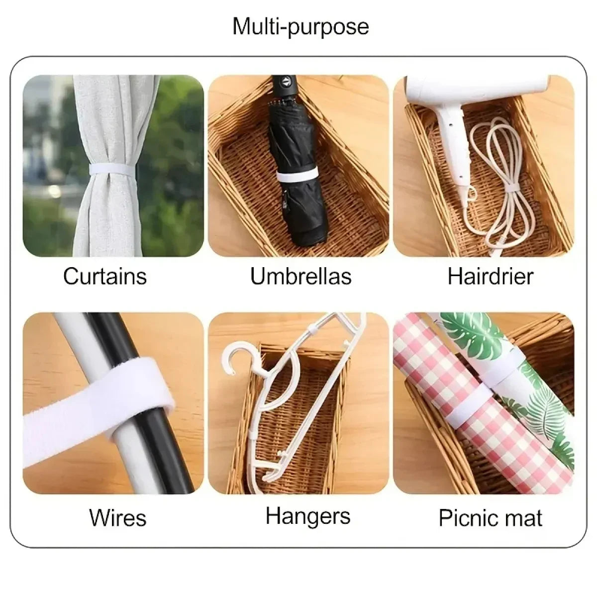 Hook and Loop Cable Ties – Reusable Wire Organizer for USB, Earphones & Mouse Cords