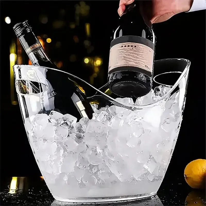 4L (4.23 qt) Clear Ice Bucket with Handle – Large Champagne & Wine Chiller for Bar & Parties