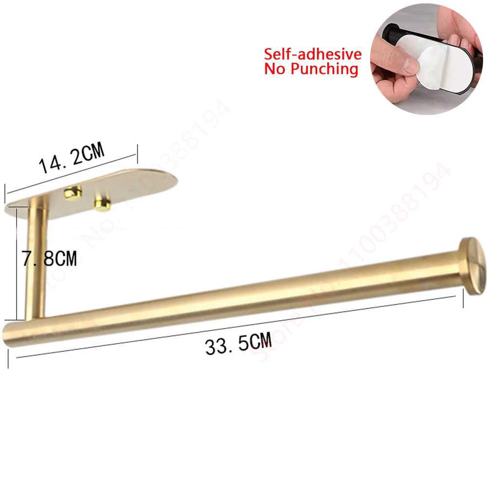 Self-Adhesive Stainless Steel Toilet Paper Holder — No-Drill Wall Mount Tissue & Towel Dispenser (Holds up to 30 cm / 11.8 in)