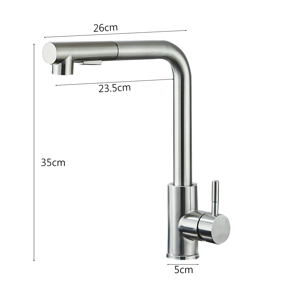 Pull-Out Kitchen Faucet Single-Handle Deck-Mount, High-Pressure Retractable Spout with Dual Spray Modes — Hot & Cold (Brushed Nickel / Matte Black)