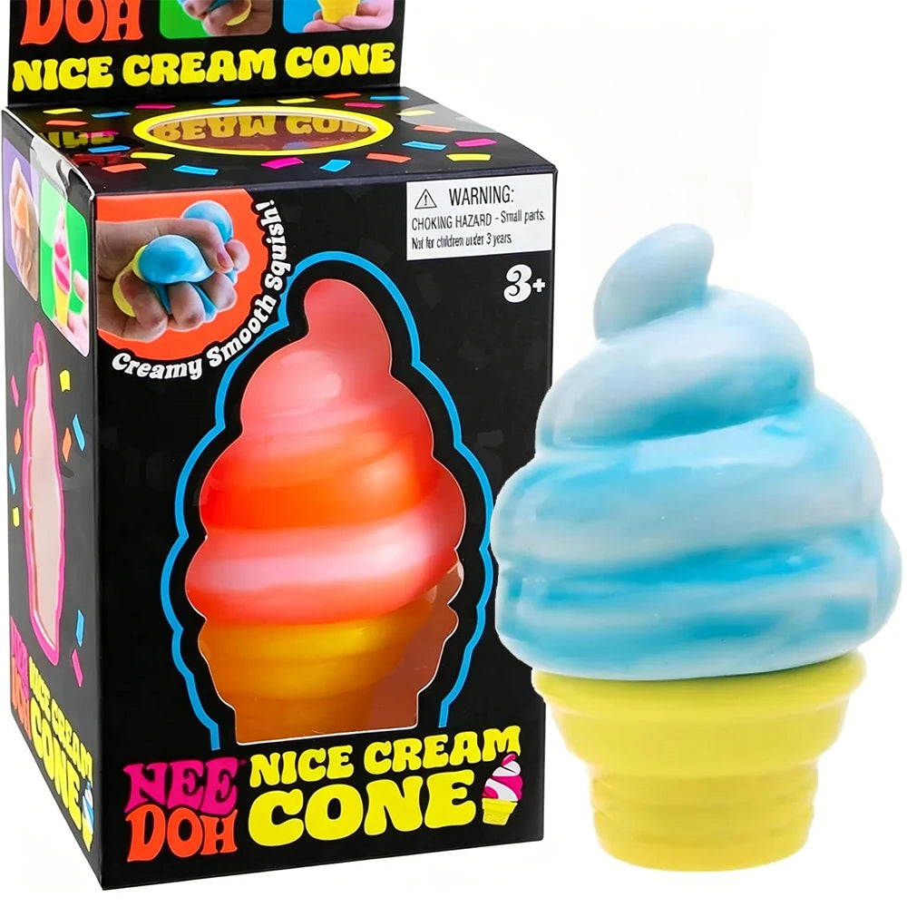 Surprise Ice Cream Cone Squishy Stress Relief Toy - Sensory Fidget, Party Favor & Home Decor