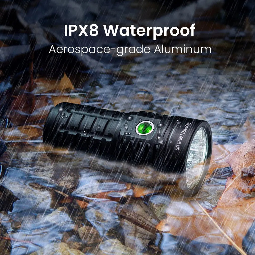 Super Powerful 16,000 Lumen LED Flashlight USB-C Rechargeable 3×21700 Batteries Reverse Charging IP68 Outdoor Tactical