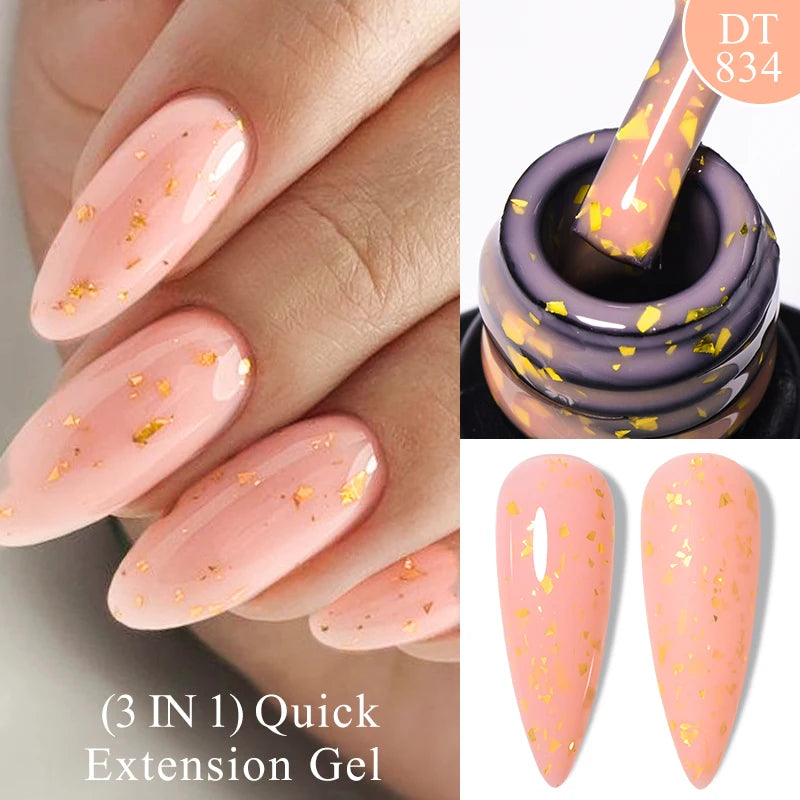 7ml Quick Extension Gel Nail Polish – Glitter Pink, Gold, Purple, Milky White | UV/LED Builder Gel for Nail Extensions
