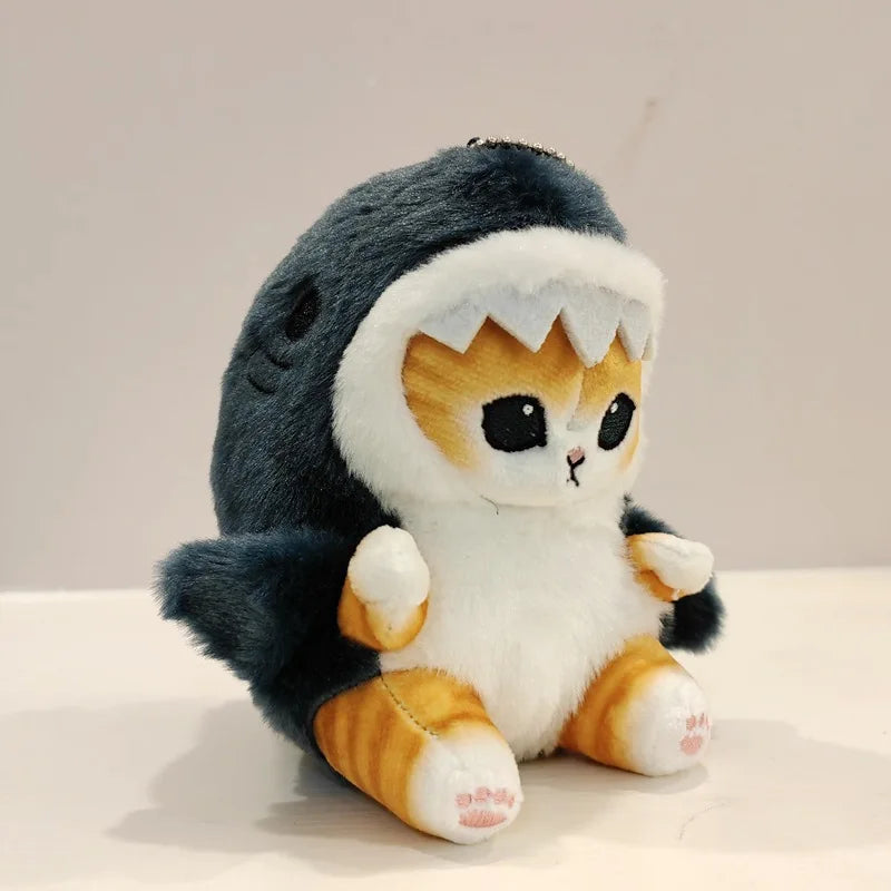 Kawaii Tempura Shrimp-Shark Cat Plush Keychain 5.1 in (13 cm) Cute Anime Bag Charm