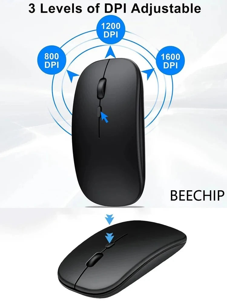 Silent Bluetooth & 2.4GHz Wireless Macaron Optical Mouse - Rechargeable Silent Click Mouse for Laptop & Tablet (iPad, Samsung, Xiaomi, Lenovo)