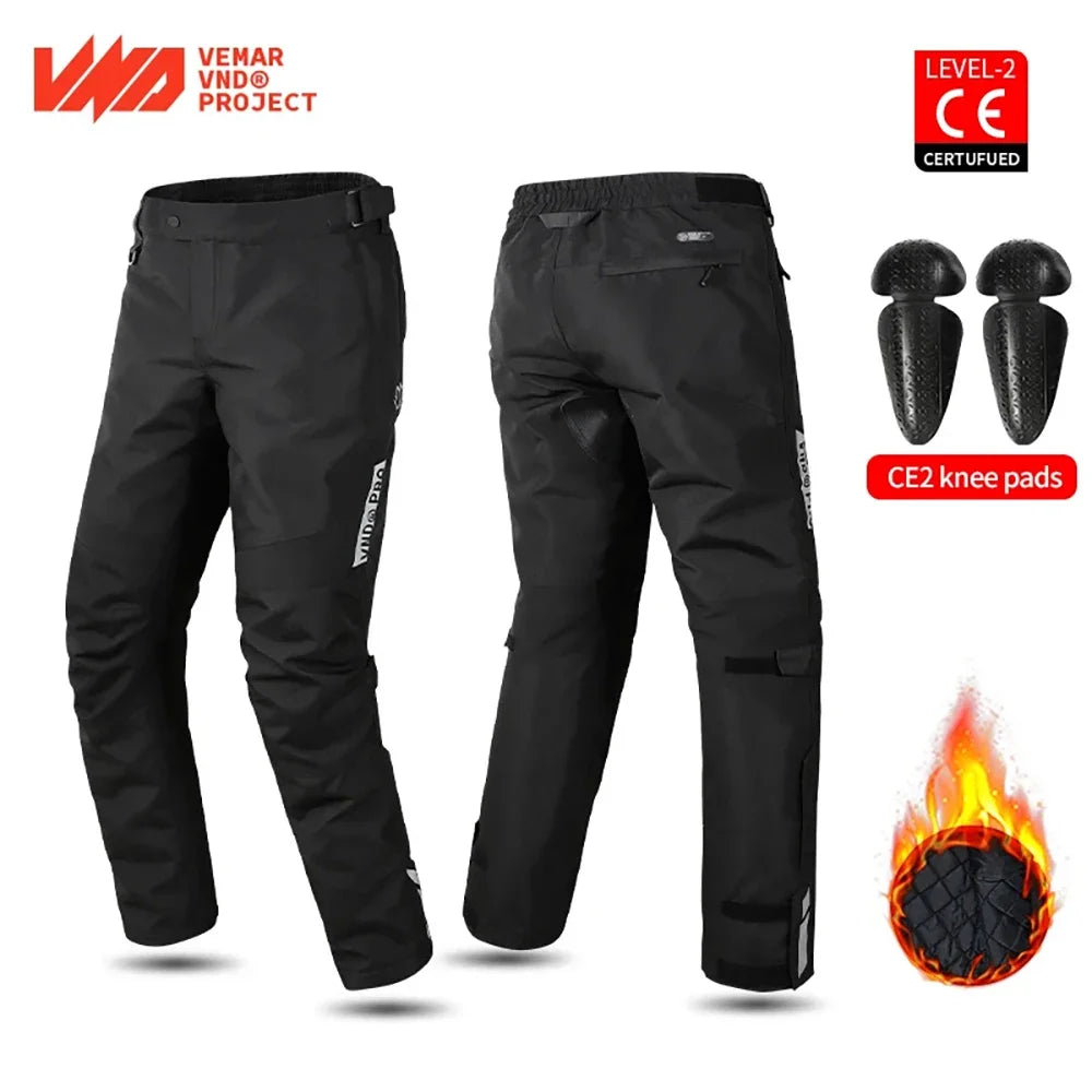 Winter Waterproof Motorcycle Overpants Quick-Release Touring Pants with CE Knee Pads, Insulated Windproof Motorbike Trousers for Men