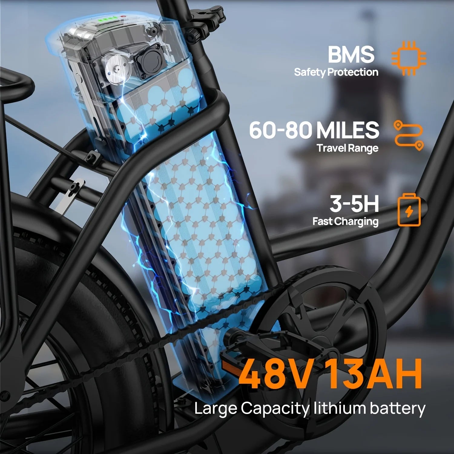 1000W Fat Tire Electric Bike — 48V 13Ah Removable Battery, Up to 28 MPH, 20×3 in Tires, 7-Speed, Dual Disc Brakes