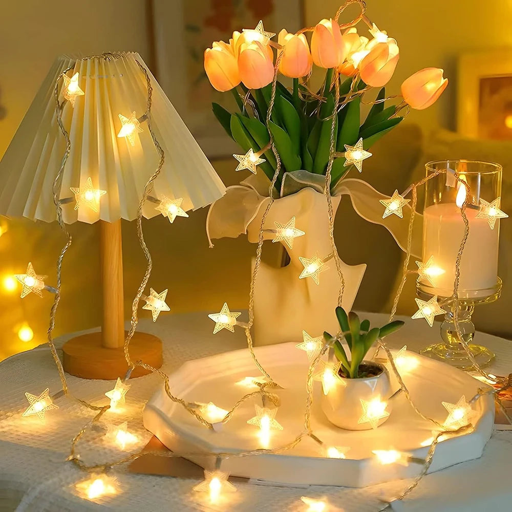 Star LED String Lights USB & Battery Operated Fairy Lights – 1.5m/3m/6m/10m (10/20/40/80 LEDs) Waterproof IP44 – Warm/Cool/Multicolor Party, Wedding & Patio Decor