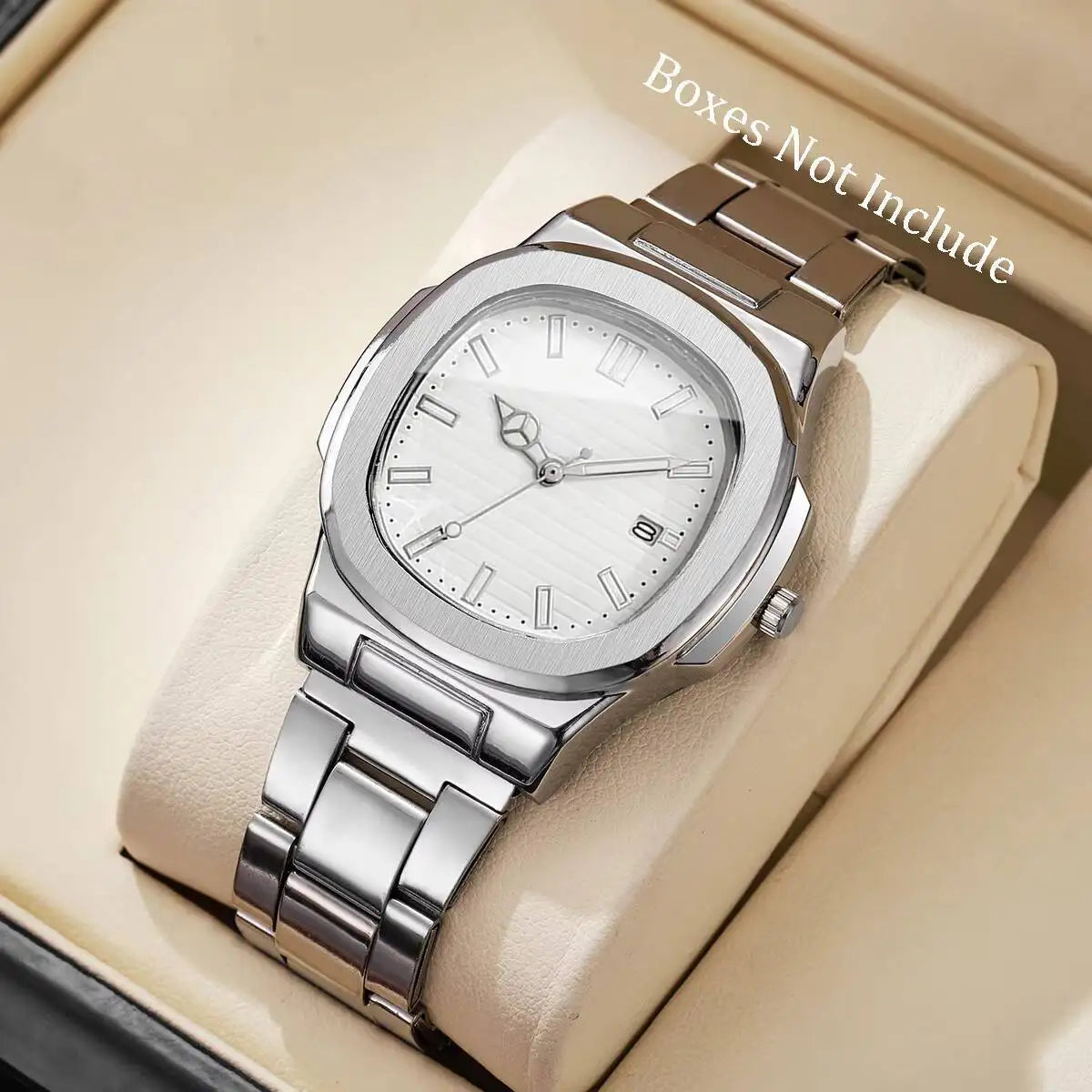 Luxury Men's Square Dial Alloy Strap Quartz Watch - Business & Casual