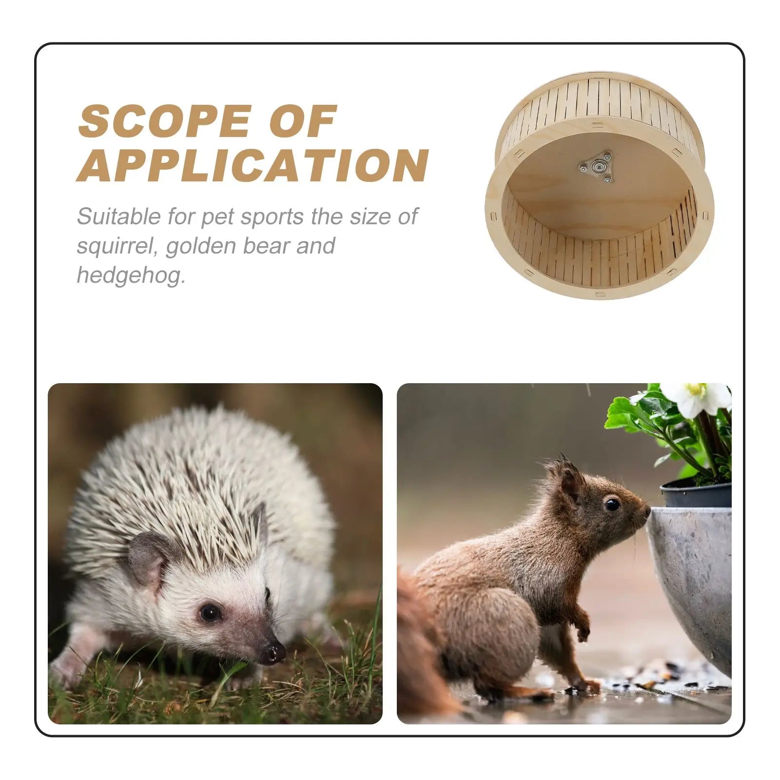 22 cm (8.65 in) Natural Wood Hamster Exercise Wheel – Silent Bearing Small Pet Running Wheel for Hamsters, Chinchillas, Guinea Pigs