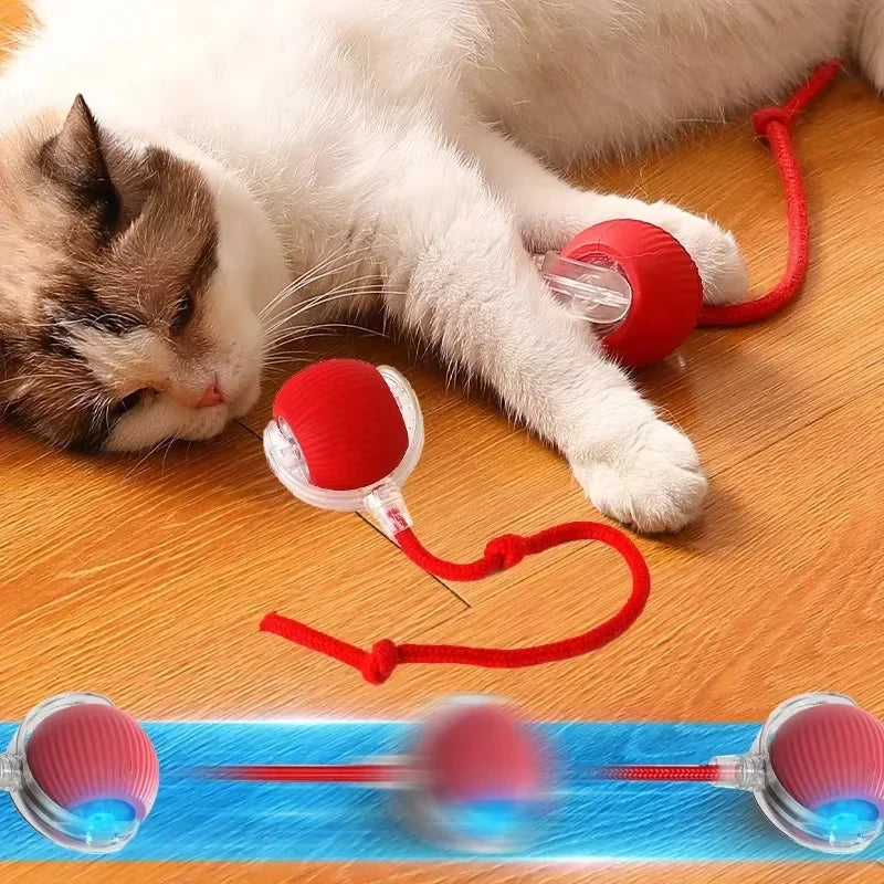 Rechargeable Automatic Rolling Pet Ball — Interactive Plush Tail Toy for Cats & Small Dogs