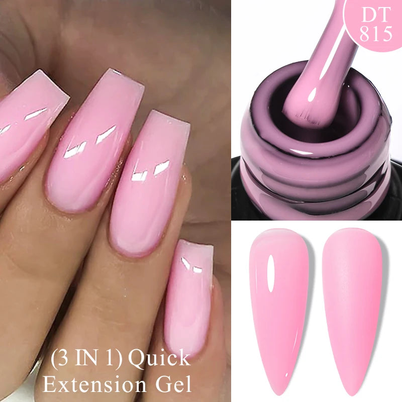 7ml Quick Extension Gel Nail Polish – Glitter Pink, Gold, Purple, Milky White | UV/LED Builder Gel for Nail Extensions