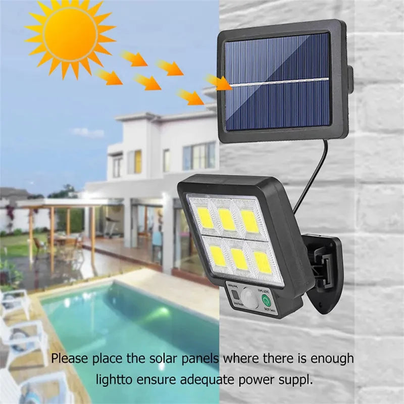 Solar LED Split Wall Light with Motion Sensor, 3 Modes Waterproof Outdoor Security and Garden Lamp