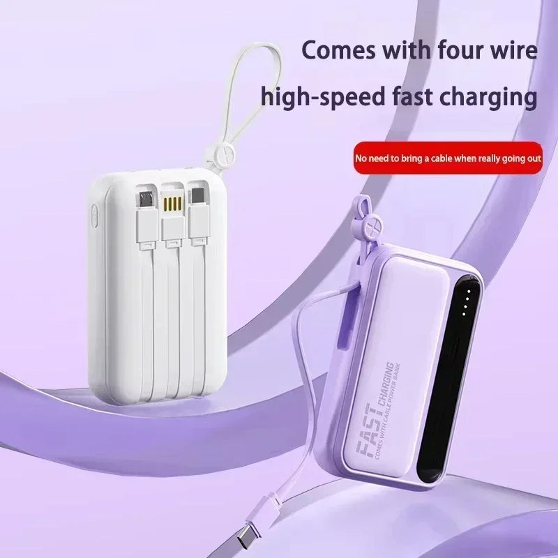 120W Portable Power Bank — 4-in-1 Built-In Cables & LED Digital Display, 10,000/30,000/50,000 mAh, PD 20W