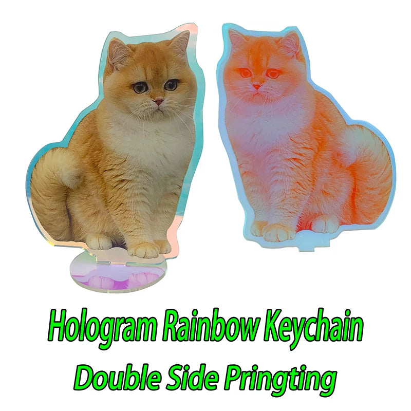 Personalized Holographic Acrylic Photo Keychain – Custom Transparent Pet & Portrait Charm