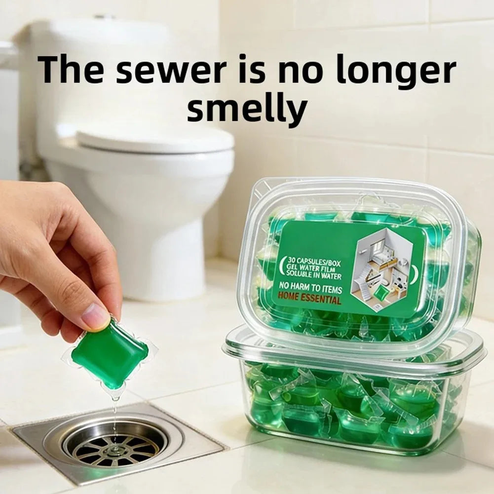 Drain Deodorizer Gel – Scented Sewer & Sink Odor Eliminator, Water-Soluble (30/60/90-Pack Options)