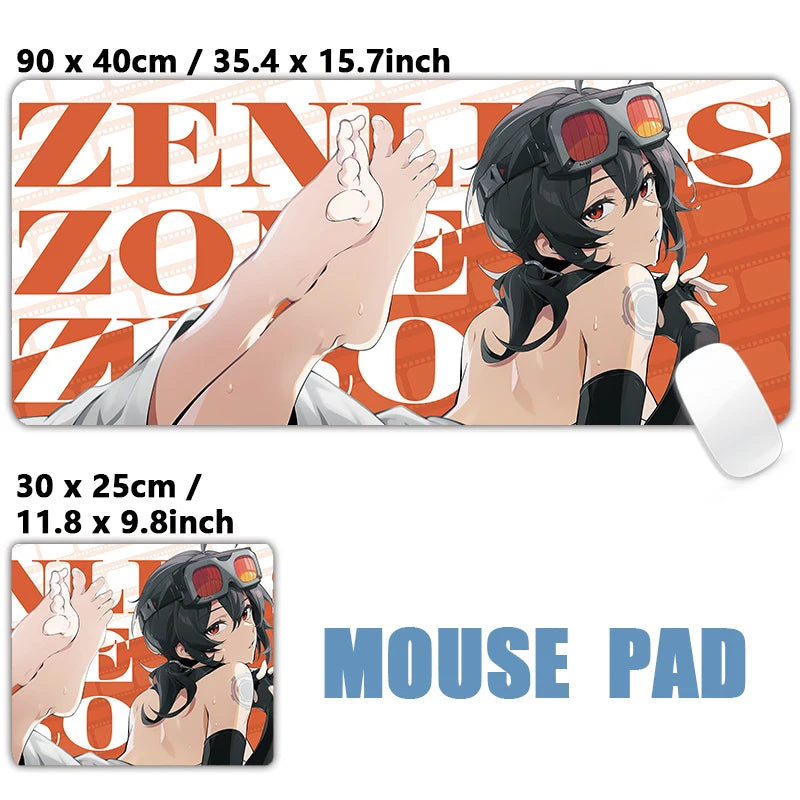 XXL Anime Gaming Mouse Pad – Hoshimi Miyabi & Evelyn Ellen Desk Mat, Large Keyboard Mousepad with Non-Slip Silicone Base