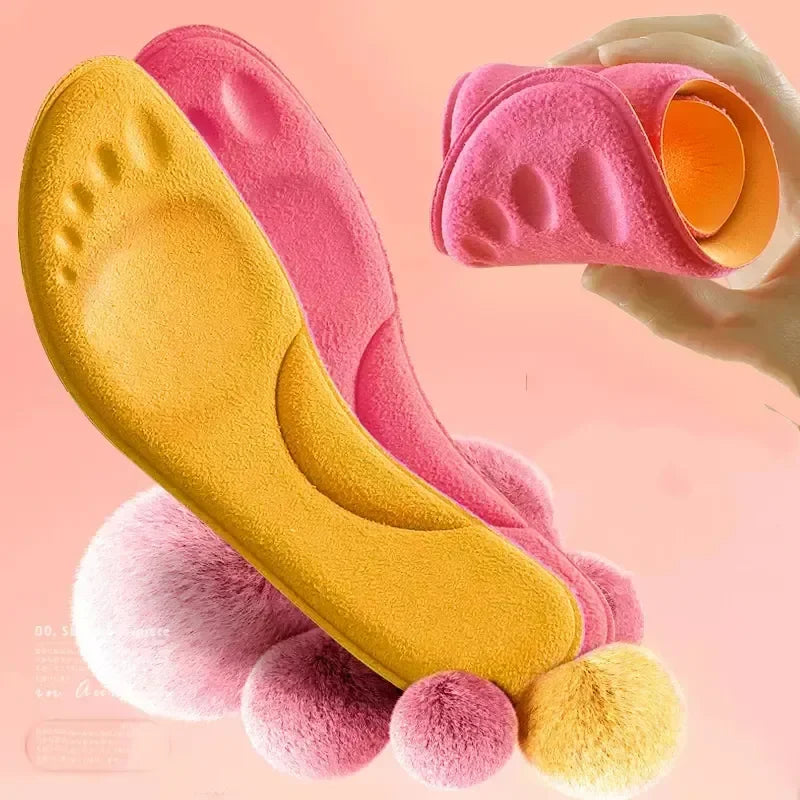 4D Massage Warm Pile Men's Insoles – Super Soft Orthotic Arch Support, Shock-Absorbent Thermal Deodorizing Sports Insoles (2 Pairs, Fits EU 35-46)