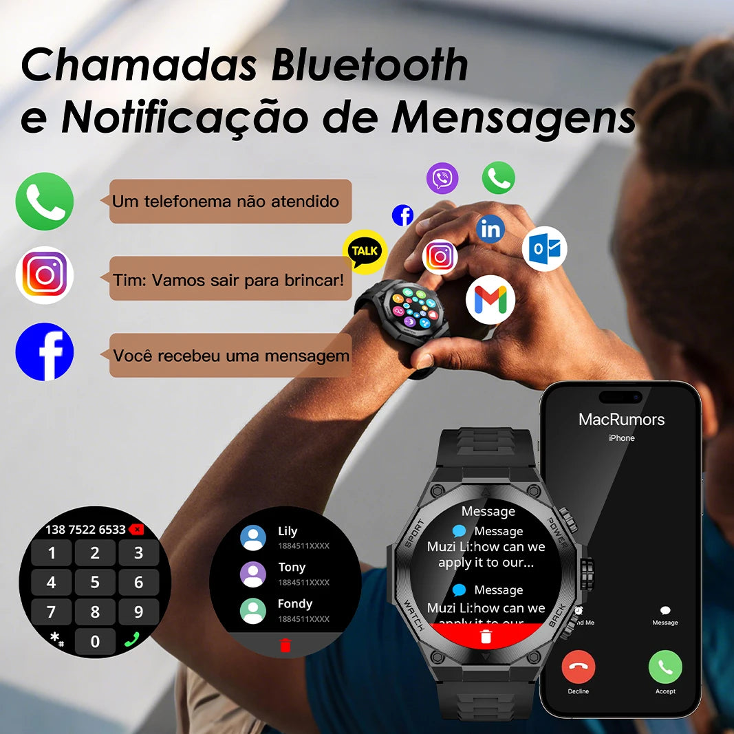 1.43" (36 mm) AMOLED Smartwatch — 150+ Sports Modes, Heart Rate & SpO2 Monitor, Bluetooth Calling, Android/iOS Compatible
