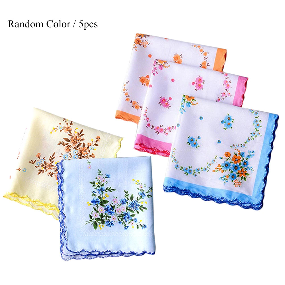 5-Pack Cotton Pocket Handkerchiefs – 38 x 38 cm (15 x 15 in) Plaid Stripe Pocket Squares, Random Colors
