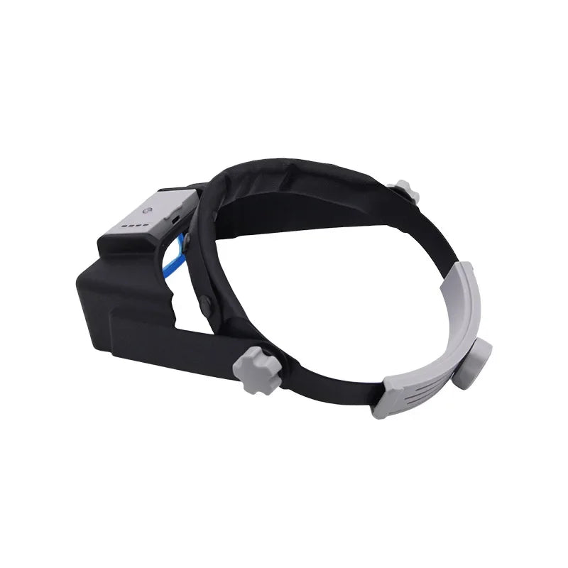 Rechargeable Headband Magnifier with 4 LED Lights — Interchangeable 1.5X/2X/2.5X/3.5X Lenses for Reading, Repair & Soldering