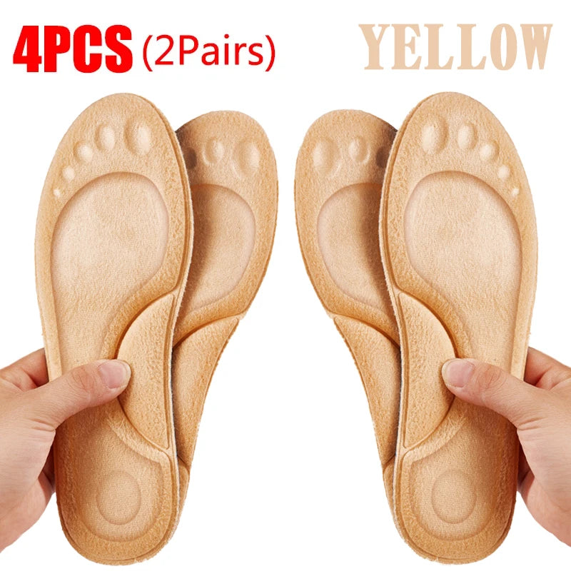 Ultra-Soft Latex Insoles with 4D Arch Support – Cushioned Running & Walking Insoles (2 Pairs, Fits EU 35–46 / 8.7–11.6 in / 22–29.5 cm)
