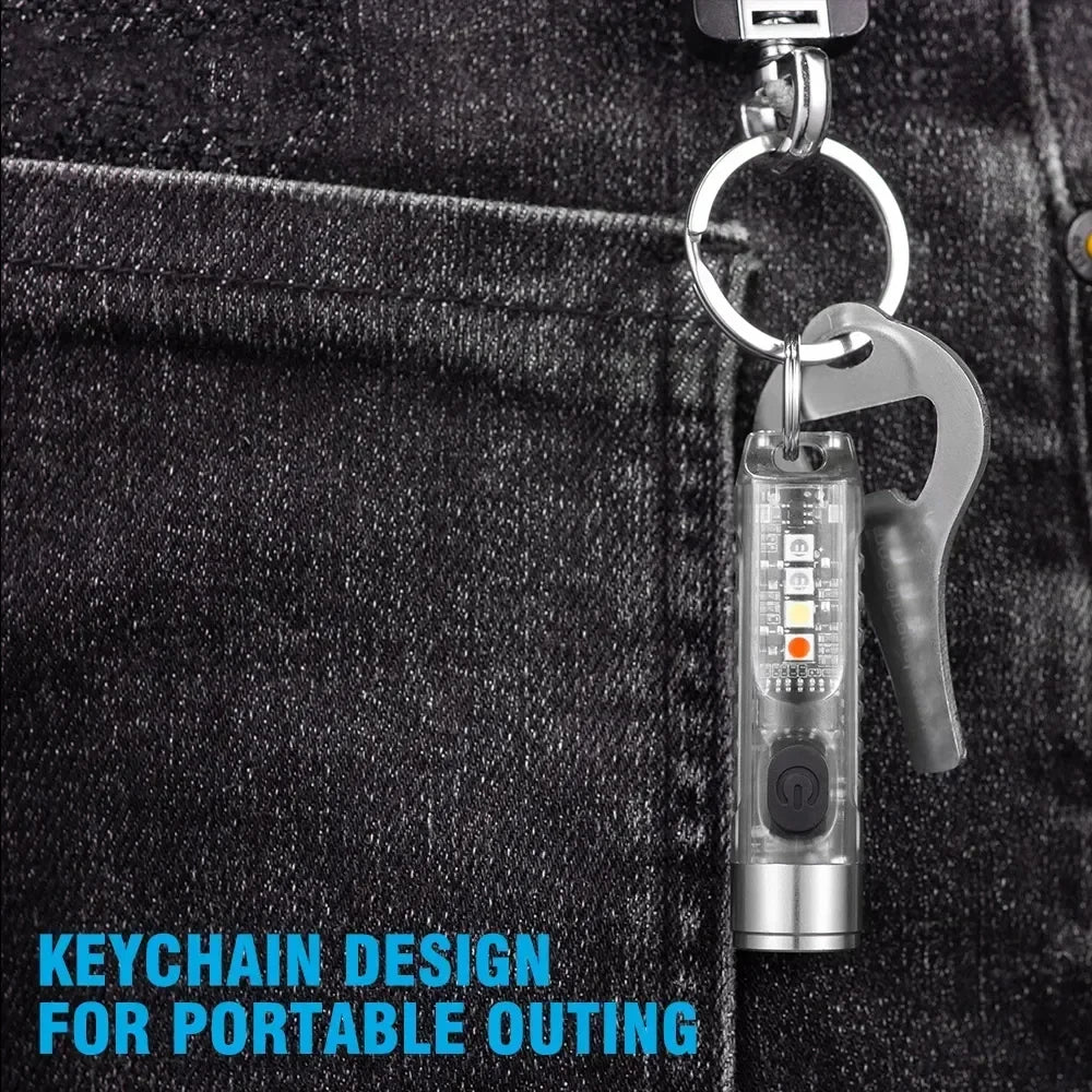 Mini Keychain Flashlight USB-C Fast Charge IP65 Waterproof Magnetic 400LM Rechargeable LED Torch for Camping & Emergency