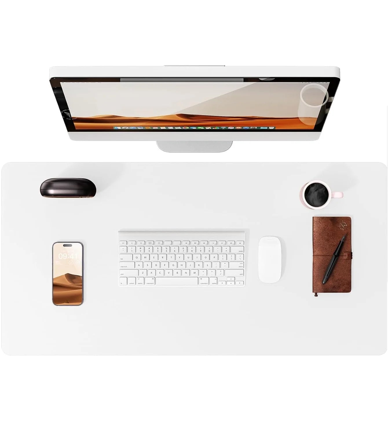 Large PU Leather Desk Pad - Non-Slip Waterproof Office Mouse Pad & Laptop Desk Mat