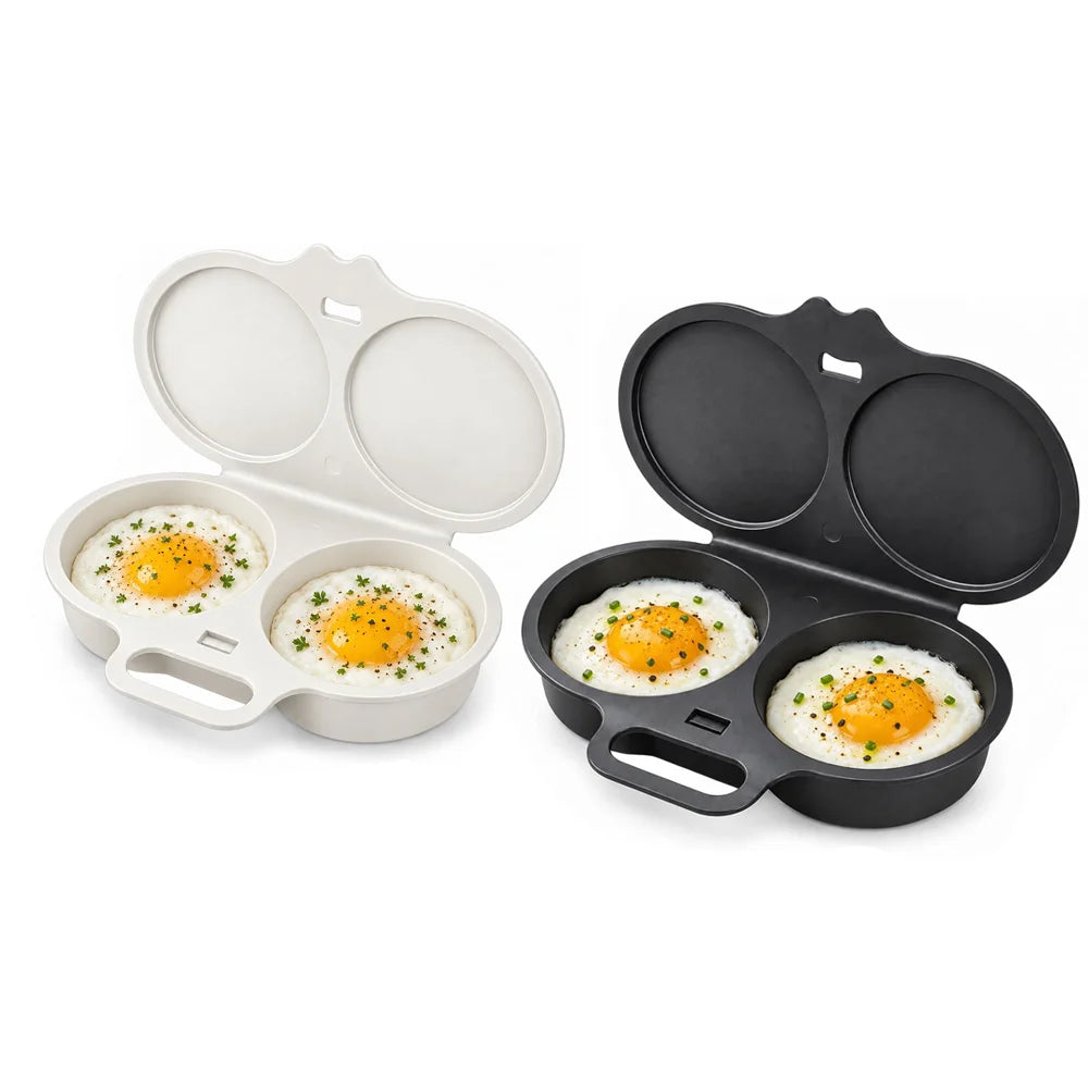 Microwave Double Cavity Silicone Egg Poacher – Food-Grade Non-Stick Oil-Free Egg Steamer, Reusable Kitchen Mold
