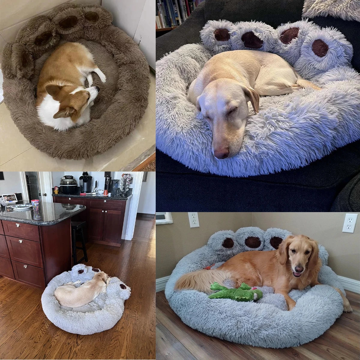 Fluffy Plush Dog Bed — Round Calming Donut Pet Sofa for Cats & Dogs, Sizes S-XL (50–90 cm | 19.7–35.5 in)
