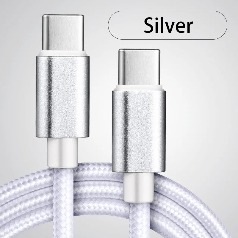 66W 5A Nylon USB-C to USB-C Fast Charging Cable — 1m/3.3ft, 2m/6.6ft, 3m/9.8ft | Braided PD Quick Charge for USB-C Devices