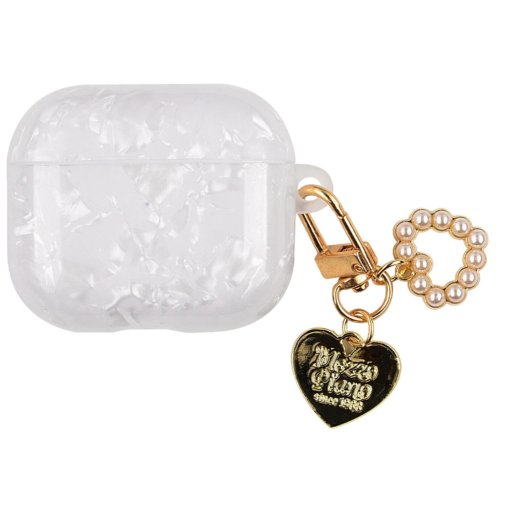 Leopard Pearl Keychain Silicone Case for AirPods Pro & AirPods - Shockproof TPU Soft Cover (USB-C Compatible)