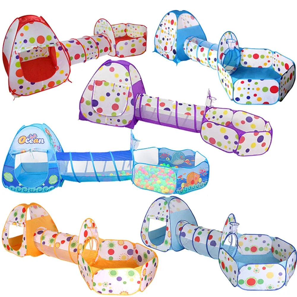 3-in-1 Kids Play Tent & Ball Pit with Crawl Tunnel — Portable Foldable Playpen for Ages 3–6