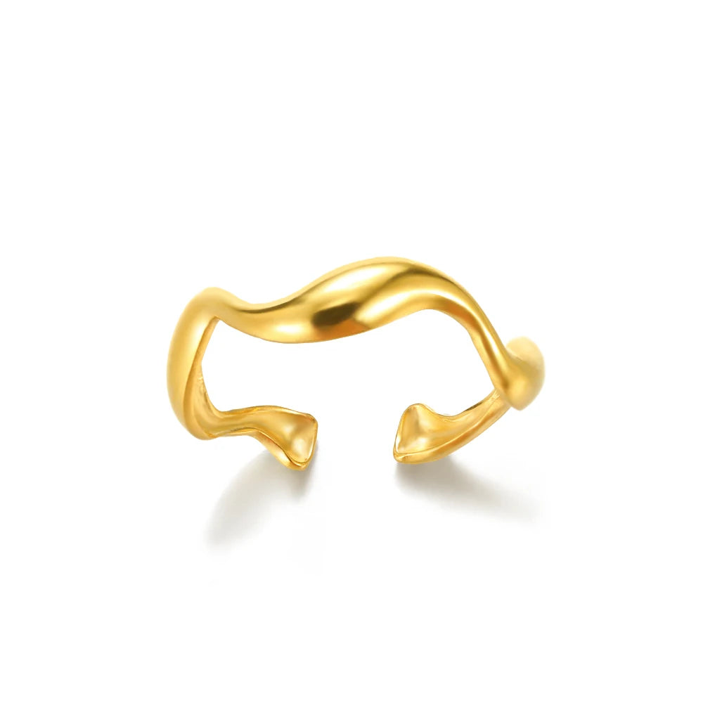 316L Stainless Steel Gold-Tone Women's Ring – Hypoallergenic Classic Tension-Set Wedding & Couple Ring