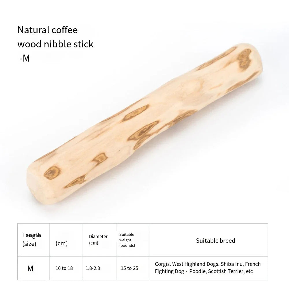 Coffee Wood Dog Chew Toy – Natural Wooden Chew Stick for Dental Health and Teething, Puppies & Adult Dogs