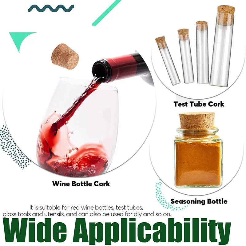 Wooden Conical Cork Stoppers - 5/10/20/50 Pack for Wine Bottles, Crafts & DIY
