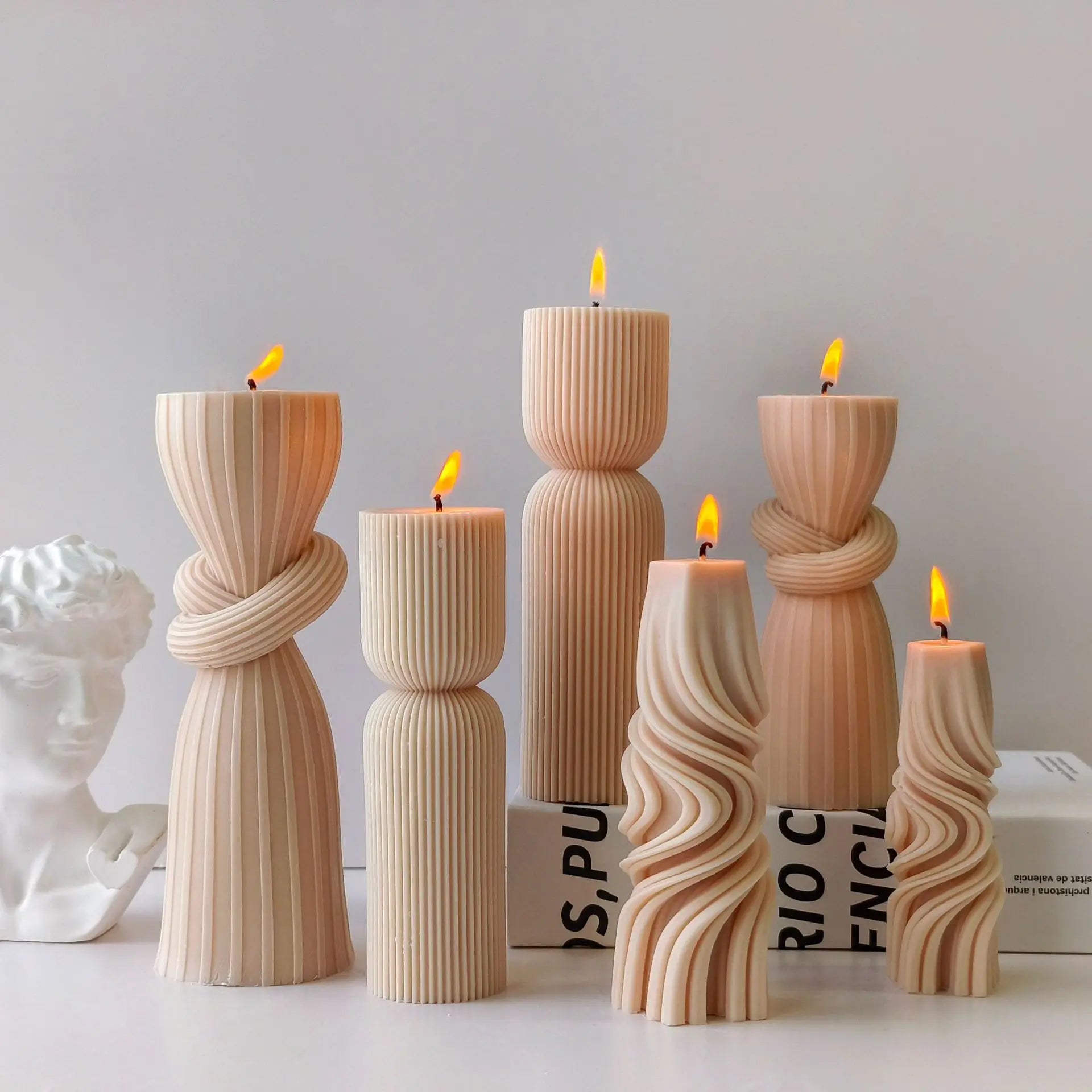 Striped Cylinder Silicone Candle Mold for DIY Pillar, Soy Wax, Plaster & Resin Crafts