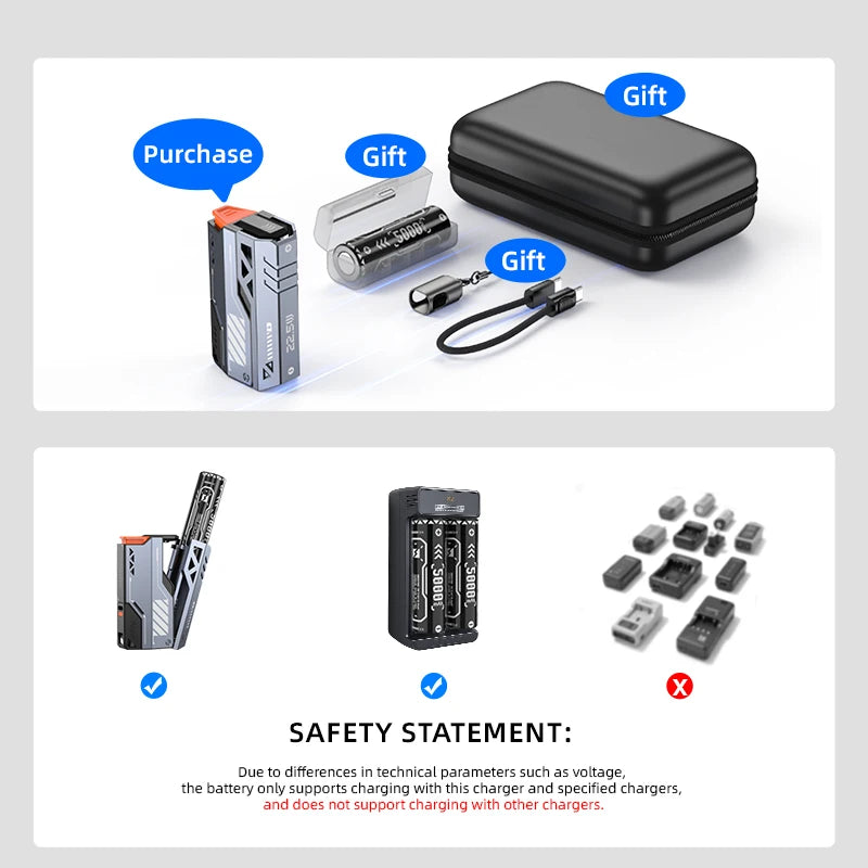 20000mAh Portable Power Bank 22.5W Fast Charge Removable Battery Pack with USB-C & Micro USB