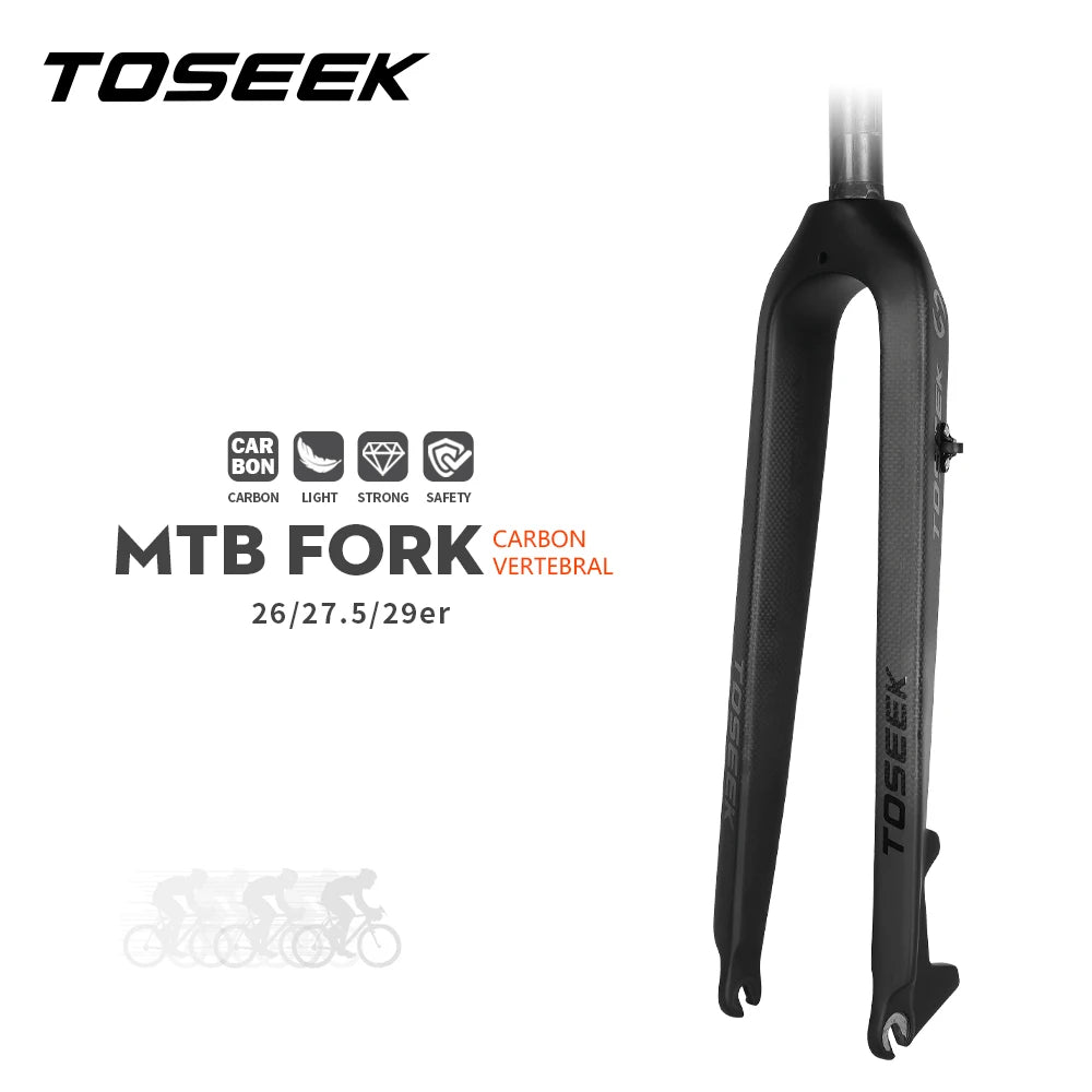 MTB Full Carbon Fiber Rigid Front Fork – 26/27.5/29 in, 28.6/31.8 mm Steerer, 560g (19.8 oz) Lightweight for Disc Brakes